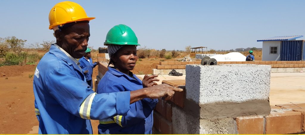 Trainees begin bricklaying at at Chitukuko