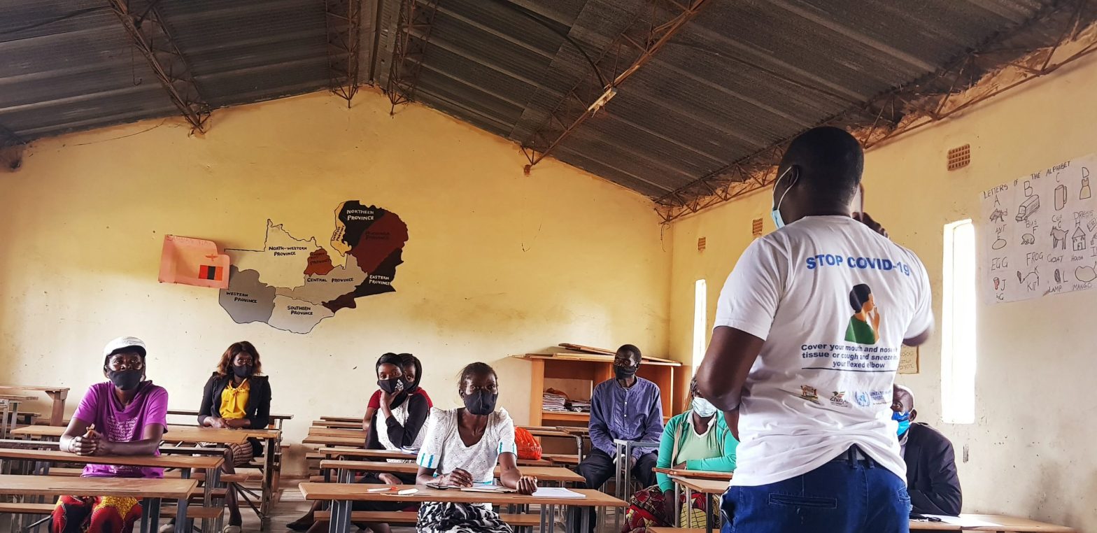 Mr Micheal Mwamba ZNPHI Disease Surveillance Officer giving a talk on Covid-19