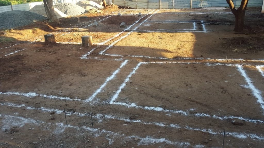 Libuyu Health Clinic - Foundation trench markings of the building