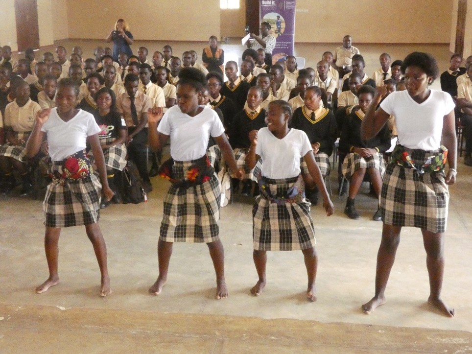 Cultural dance by pupils at Makululu School